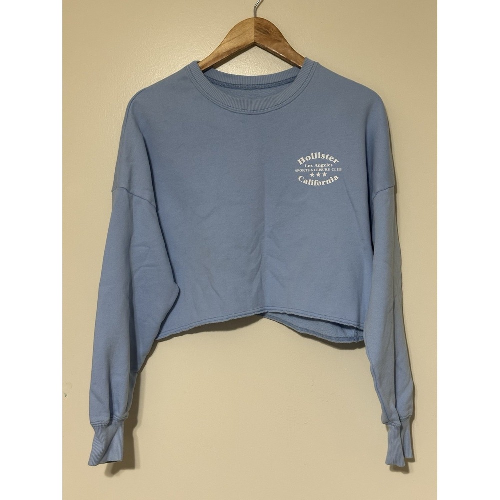 Hollister Women's Long Sleeve Crop Sweatshirt Blue Pullover Size Small